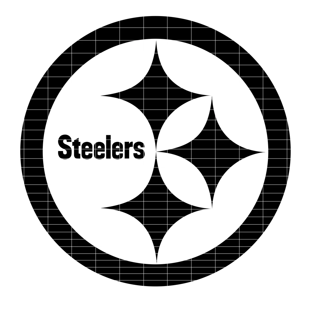 The Steelers logo used in the Terrible Towel installation with cut guidelines.